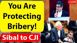 quotYou Are Protecting Briberyquot Sibal Remarks to CJI on Electoral Bonds case [upl. by Ayerim416]