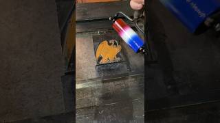 Letterpress printing a bald eagle with red white and blue ink using a Washington hand press [upl. by Valida]