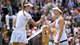 Elena Rybakina shows class after beating Elina Svitolina in front of Queen at Wimbledon [upl. by Arakahs]