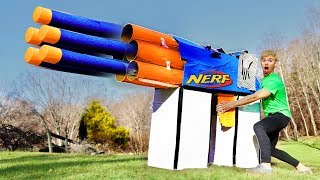 WORLDS BIGGEST CARDBOARD NERF GUN EXTREME POWER [upl. by Adnic216]