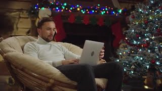 Using Laptop On Christmas Stock Video [upl. by Bolling795]