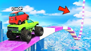 GTA 5 CHOP AND FROSTY LAUNCH CARS INTO THE SKY PARKOUR [upl. by Ellyn]