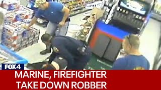 Mansfield Marine and firefighter takes down armed robber [upl. by Ednil]