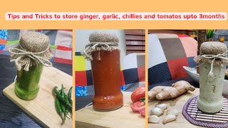 Store Ginger Garlic Green Chilies Tomato for 3Months🌶️🍅ادرک، لہسن، ہری مرچ، اور ٹماٹر کو محفوظ کریں [upl. by Ettevi]