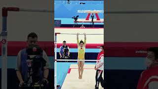 Amazing performance by OU Yushan on the uneven bars gymnast sports [upl. by Psyche]