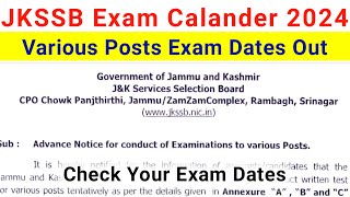 JKSSB Exam Calander 2024  Jkssb Advance Notice  Exam In May 🔥 JKSSB Exam Dates 2024  Jkssb Exam [upl. by Eesdnil]