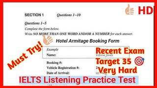 Hotel armitage booking form listening  IELTS Listening practice test  IELTS listening [upl. by Schreibe]