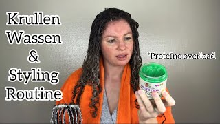 Was en styling routine met nieuwe CG producten  proteïne overload  krullen [upl. by Anis998]