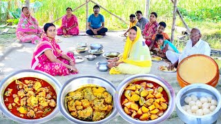 ফুলকফি চিকেন রুই পোস্তদই পটলচাটনি দই মিষ্টি 6 মিলিয়ন স্পেশাল রান্না আর খাওয়া [upl. by Yzeerb903]