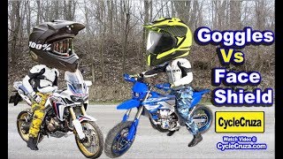 Goggles Vs Face Shield For Dual Sport Helmet  MotoVlog [upl. by Cornelius545]