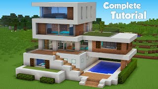 Minecraft How to Build a Large Modern House Tutorial Easy 32 Interior In Desc [upl. by Eamaj]