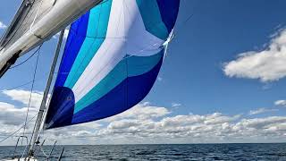 J100 Asymmetric spinnaker unfurling and furling [upl. by Amihsat]