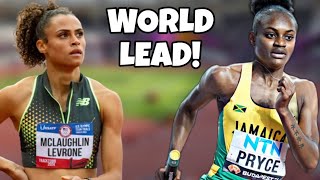 Nickisha Pryce Beats Sydney McLaughlins World Lead  Track And Field 2024 [upl. by Adnuahsor]