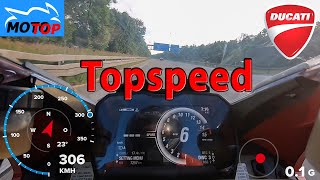 Ducati Panigale V4  TOPSPEED on AUTOBAHN  GPS 306 kmh [upl. by Ekaterina]