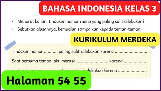 Kunci Jawaban Bahasa Indonesia Kelas 3 Halaman 54 55 Tindakan Nomor Mana yang Paling Sulit Dilakukan [upl. by Devondra]