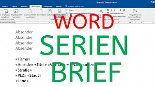 Word 2016 2013 Serienbrief erstellen mit Excel Datenquelle Anrede wenn dann sonst Seriendruck [upl. by Olympia]