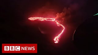 Icelandic volcano erupts near Reykjavik  BBC News [upl. by Ardnazxela]