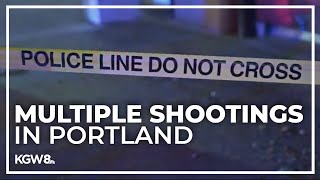 Multiple shootings across Portland 1 man dead 8 injured [upl. by Thirzia]