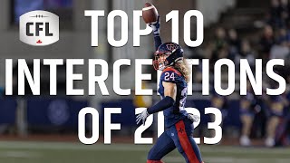 Top 10 Interceptions of 2023  CFL [upl. by Dygall769]