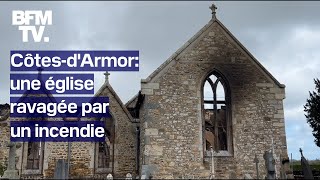 CôtesdArmor les images dune église ravagée par un incendie [upl. by Branen]