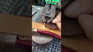 How to install copper rivetsshorts bagmaking leather bag brass shortsvideo copper rivet [upl. by Denison]