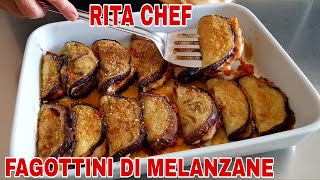 FAGOTTINI DI MELANZANE RIPIENI🍆RITA CHEF  Super golosi [upl. by Kironde184]