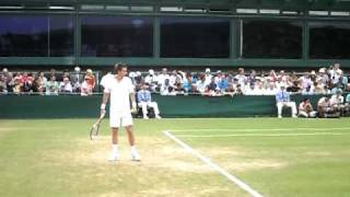 John Isner and Nicolas Mahut warm up before resuming their epic match at Wimbledon [upl. by Nwahsir]