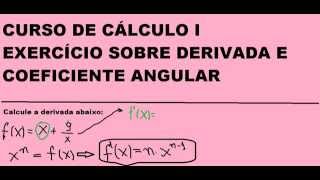 Derivada e Reta tangente com Coeficiente Angular no ponto Aula do Curso de Cálculo e Matemática [upl. by Katlaps]