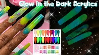 GLOW IN THE DARK ACRYLICS FROM SAVILAND  XL Ombré Nails  Giveaway [upl. by Shepard]