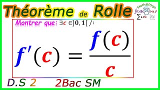 Théorème de Rolle  Dérivation  2 Bac SM  Exercice 5 [upl. by Jerry297]