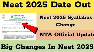 Neet 2025 Date Out  NTA Official Update  Neet UG latest News Today Neet News TodayNeet 2025 Date [upl. by Ahseniuq]