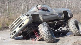 ALMOST ROLLS DODGE CUMMINS 4x4 on 54quot BOGGERS ROALIN COAL [upl. by Brocky]