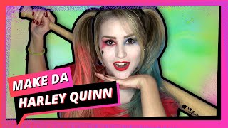 COMO FAZER A MAQUIAGEM DA ARLEQUINA HARLEY QUINN ESQUADRÃO SUICIDA [upl. by Pail499]