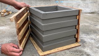 DIY  Cement Ideas Tips  How to mold and mold beautiful and easy cement flower pots from wood [upl. by Langer934]