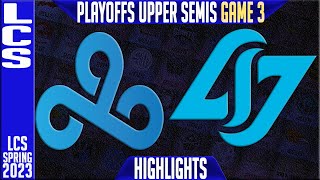 C9 vs CLG Highlights Game 3  LCS Spring 2023 Playoffs Upper Semifinal  Cloud9 vs CLG G3 [upl. by Ihcehcu]