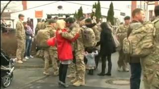 Warm welcome as soldiers return to base 050312 [upl. by Deane]