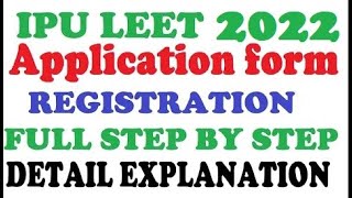 How to Fill IP University Application form 2022 IPU LEET Step by Step Delhi Diploma walo ke liyeGCC [upl. by Eelyek]