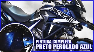 PINTURA PRETO PEROLADO AZUL XRE 300  RESTAURAÇÃO COMPLETA [upl. by Amery906]