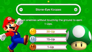 New Super Mario Bros U Deluxe 🌼 Stone Eye Koopas 🌼 All Challenges Gold Medal [upl. by Dronski998]