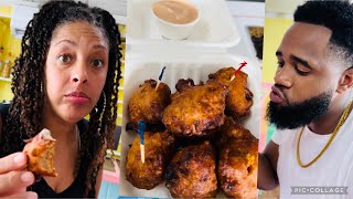 1st Time Trying Conchy Conch Fritters Were they good conchshell foodie bahamas [upl. by Malkin]