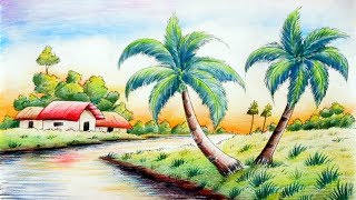 Landscape Drawing in Colour Pencil – Shading amp Sketching Guide for Beginners [upl. by Avalsorim278]