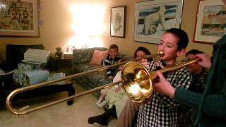 kids first time trombone playing [upl. by Norramic]