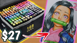 I bought the CHEAPEST 168 ALCOHOL MARKERS  UNBOXING amp DRAWING TEST [upl. by Hobie]