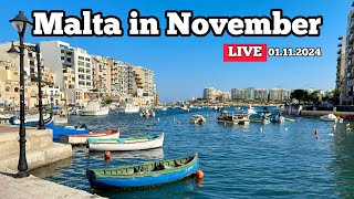 Malta in November Live walk in St Julians on 01112024 [upl. by Iror]