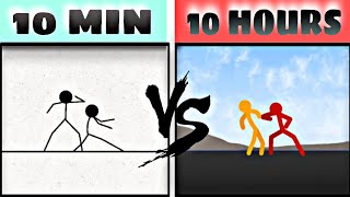 Animation A STICKMAN FIGHT In 10 Minute Vs 1 Hour Vs 10 Hours [upl. by Katrine]