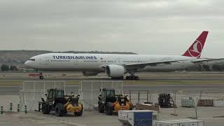 Turkish Airlines Boeing 777300 TCJJS Taxing Madrid Barajas LEMD [upl. by Valiant]