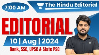 10 August 2024  The Hindu Analysis  The Hindu Editorial  Editorial by Vishal sir  Bank SSCUPSC [upl. by Nicolea]