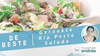 De lekkerste GEZONDE en MAKKELIJK te maken gerookte kip SALADE met pesto [upl. by Liahkim]