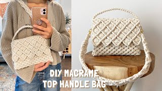 DIY  Macrame top handle bag tutorial  Bolsa de macrame  마크라메 가방 [upl. by Plunkett]