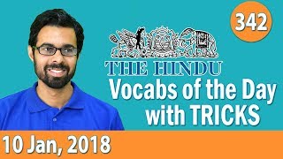 800 AM  Daily The Hindu Vocabulary with Tricks 10th Jan 2018  Day 342 [upl. by Ettenajna]